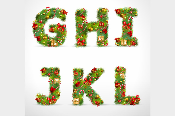 Christmas tree alphabet and numbers in Illustrations - product preview 2
