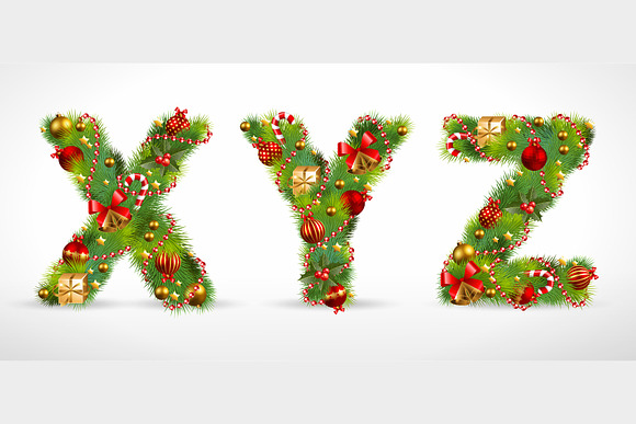 Christmas tree alphabet and numbers in Illustrations - product preview 5