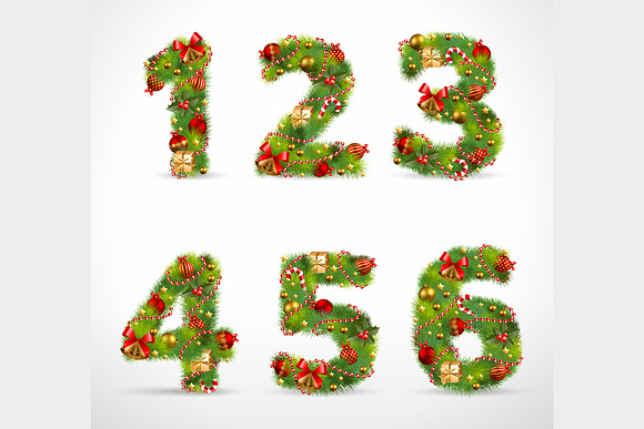 Christmas tree alphabet and numbers in Illustrations - product preview 6