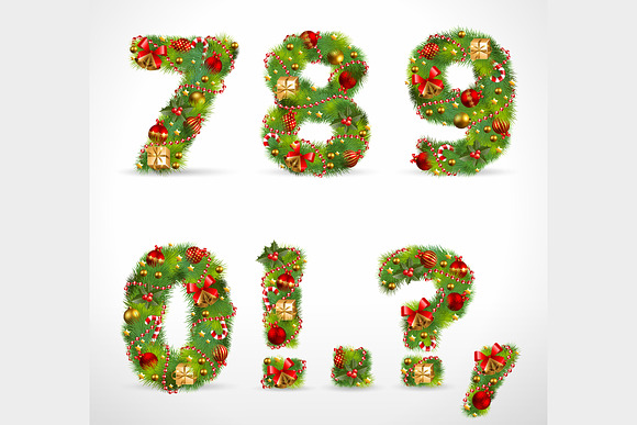 Christmas tree alphabet and numbers in Illustrations - product preview 7