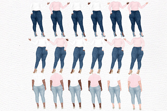 Curvy girls Plus size girls clipart in Illustrations - product preview 1