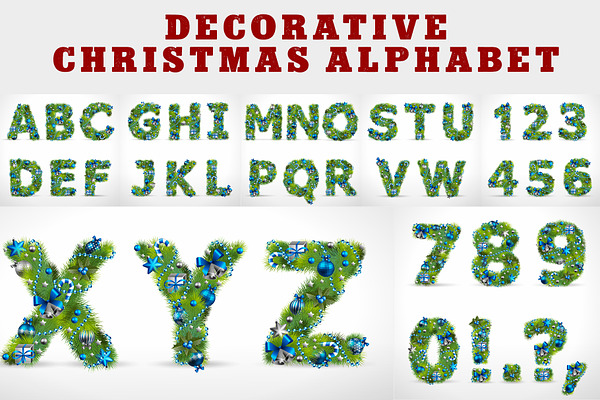 Christmas tree alphabet and numbers