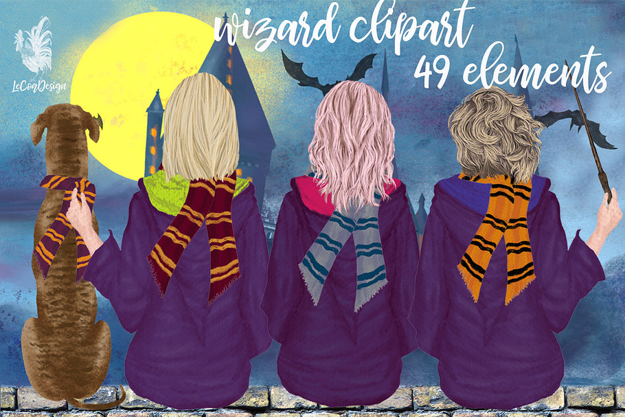 Wizard Girls clipart in Illustrations - product preview 8