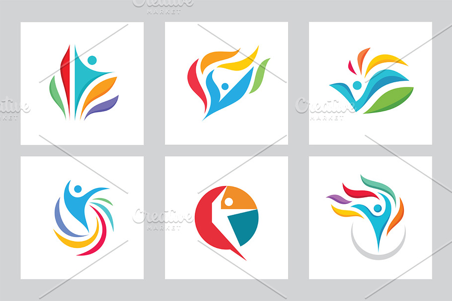 Positive Human Logo Vector Set in Logo Templates - product preview 8