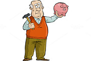 Old man with piggy bank