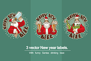 New year labels bundle, vector