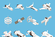 Space ships and stations icons set