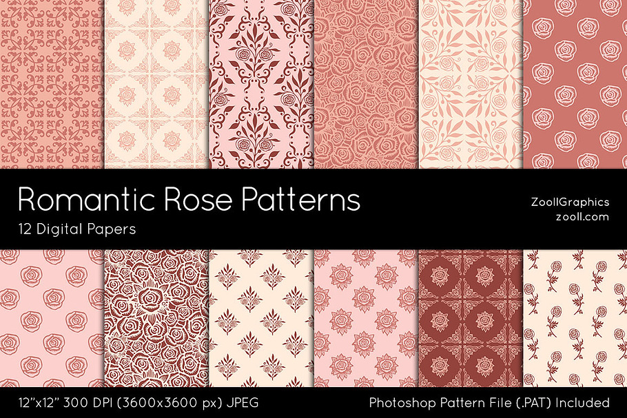 Romantic Rose Digital Papers in Patterns - product preview 8