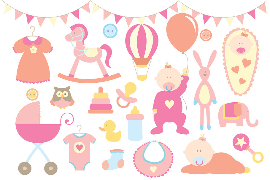 Baby Girl Shower in Illustrations - product preview 8