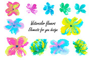 Set watercolor flowers