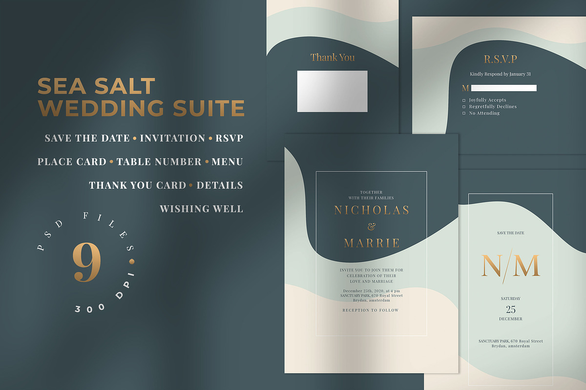 SEA SALT - Wedding Invitation Suite in Wedding Templates - product preview 8