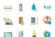 Smart house flat icons set