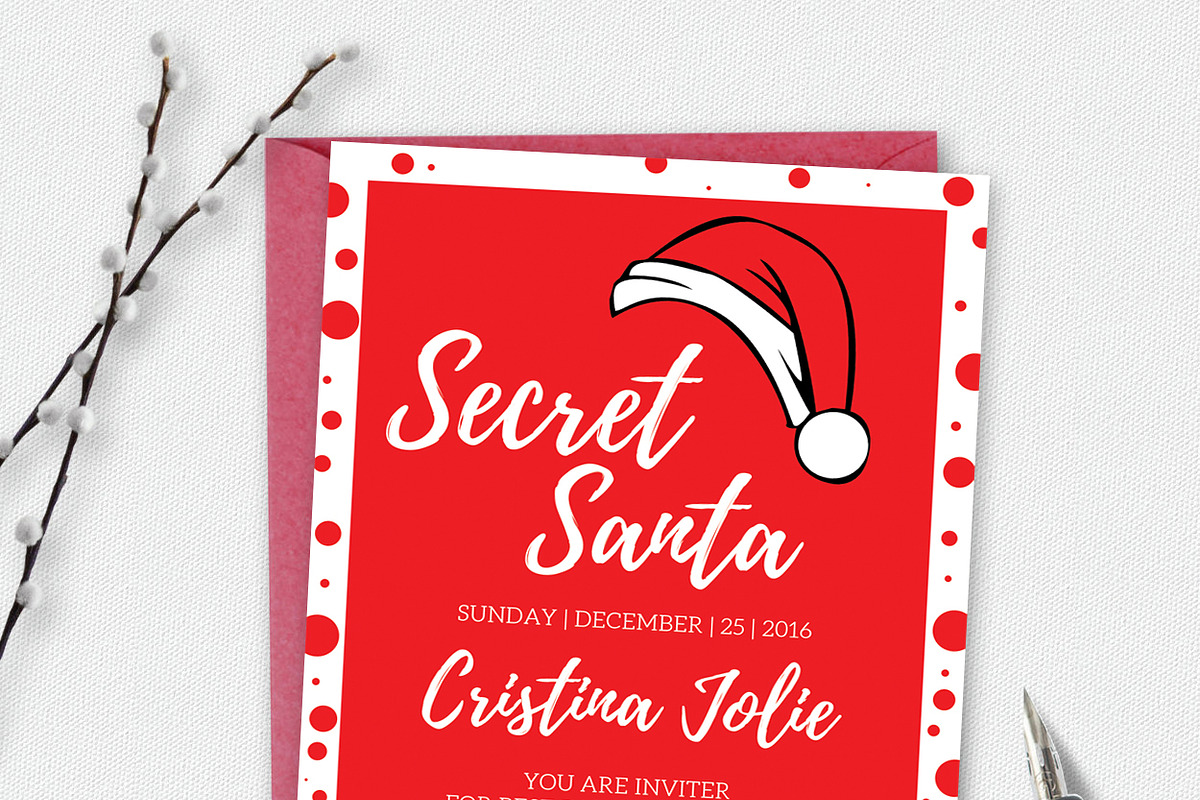 Secret Santa Holiday Bash Card in Card Templates - product preview 8