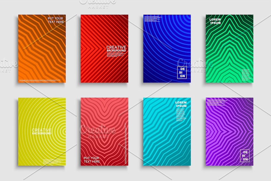 Colorful halftone striped posters
