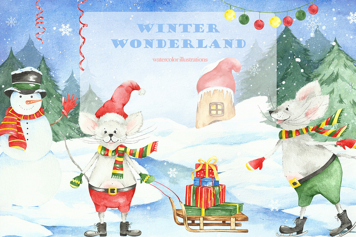 winter watercolor illustrations in Illustrations - product preview 8
