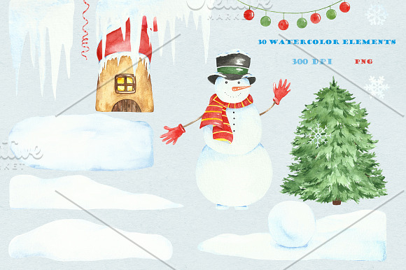 winter watercolor illustrations in Illustrations - product preview 2