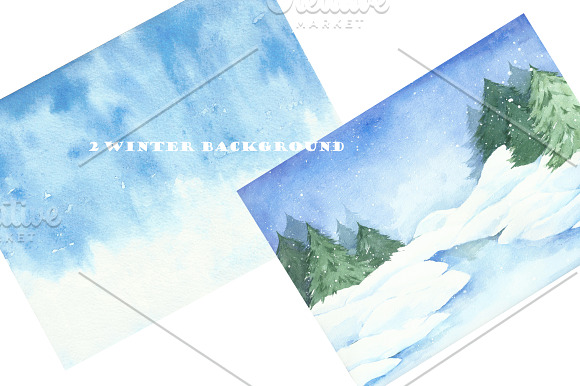 winter watercolor illustrations in Illustrations - product preview 4