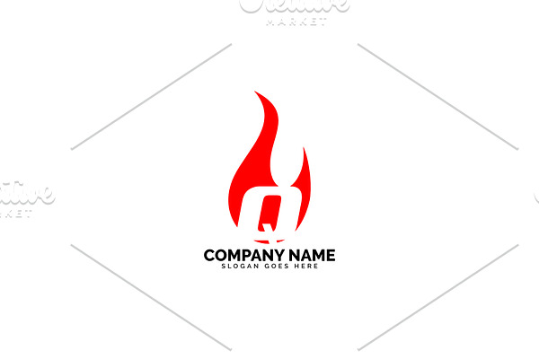 q letter flame logo