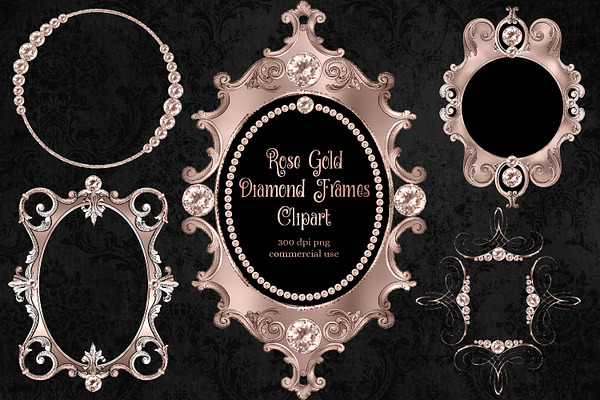 Rose Gold Diamond Frames Clipart