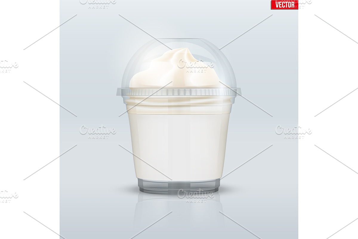 Clear plastic cup with ice cream in Illustrations - product preview 8