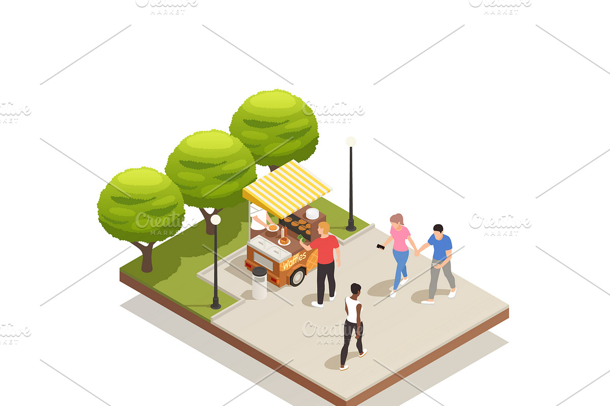 Street carts trucks isometric in Illustrations - product preview 8