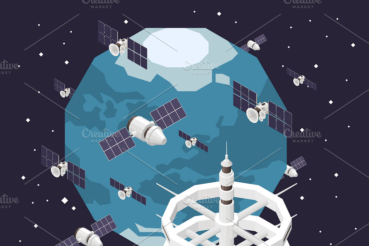 Orbital space station isometric in Illustrations - product preview 8