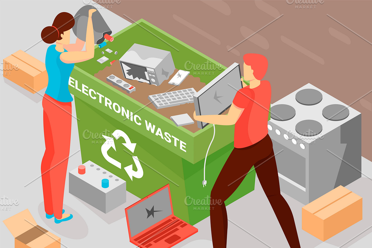 Battery recycling background in Illustrations - product preview 8