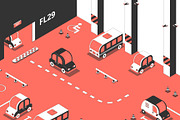 Parking isometric composition
