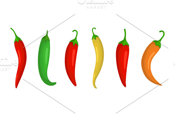 Chilli pepper isolated icons