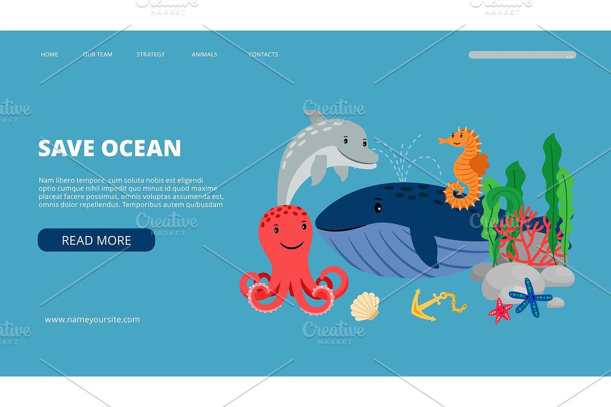 Save ocean landing page in Illustrations - product preview 8