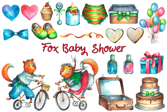 Fox Baby Shower in Illustrations - product preview 1