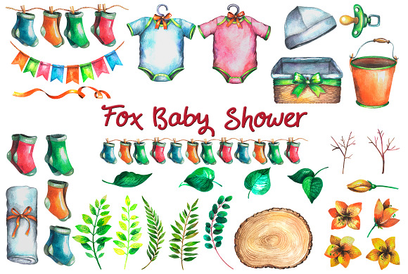 Fox Baby Shower in Illustrations - product preview 2