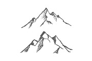 Mountains set. Hand drawn rocky peak