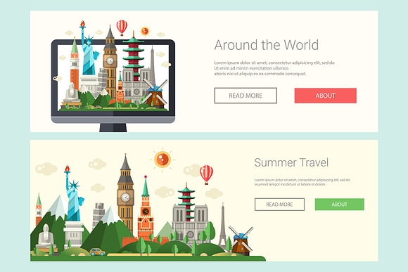 Travel Web Design Banners Set in Illustrations - product preview 6