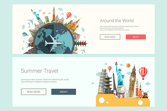Travel Web Design Banners Set in Illustrations - product preview 9