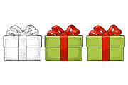 Gift box with ribbon and bow. Vector