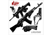 Hands with Rifle AK and Gun - rifle