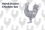Chicken hand drawn Set