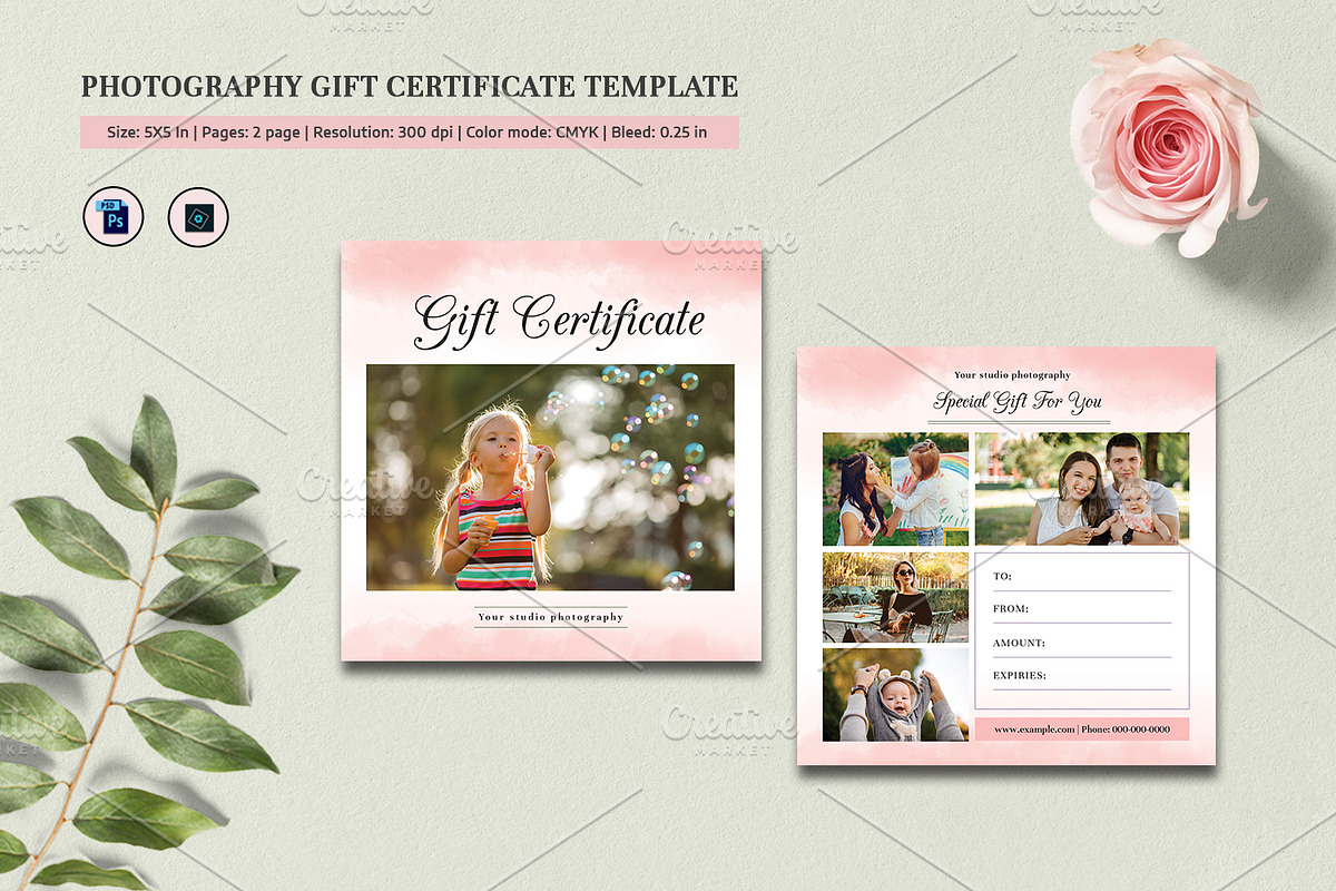 Photographer Gift Certificate V18 in Card Templates - product preview 8