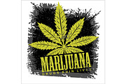 Marijuana Cannabis leaf on a grunge