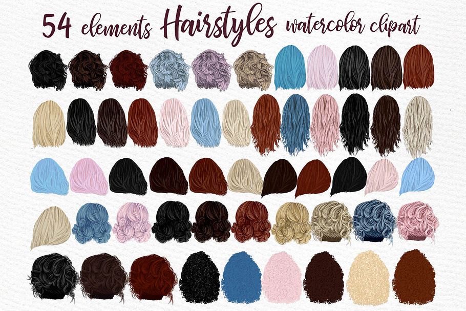 Hairstyles clipart, Girls Hairstyles in Illustrations - product preview 8