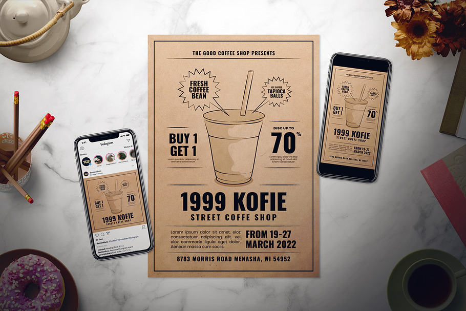 Coffee Shop Promotion Flyer Set in Flyer Templates - product preview 8
