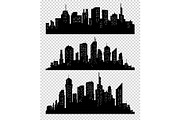 Set of silhouette city