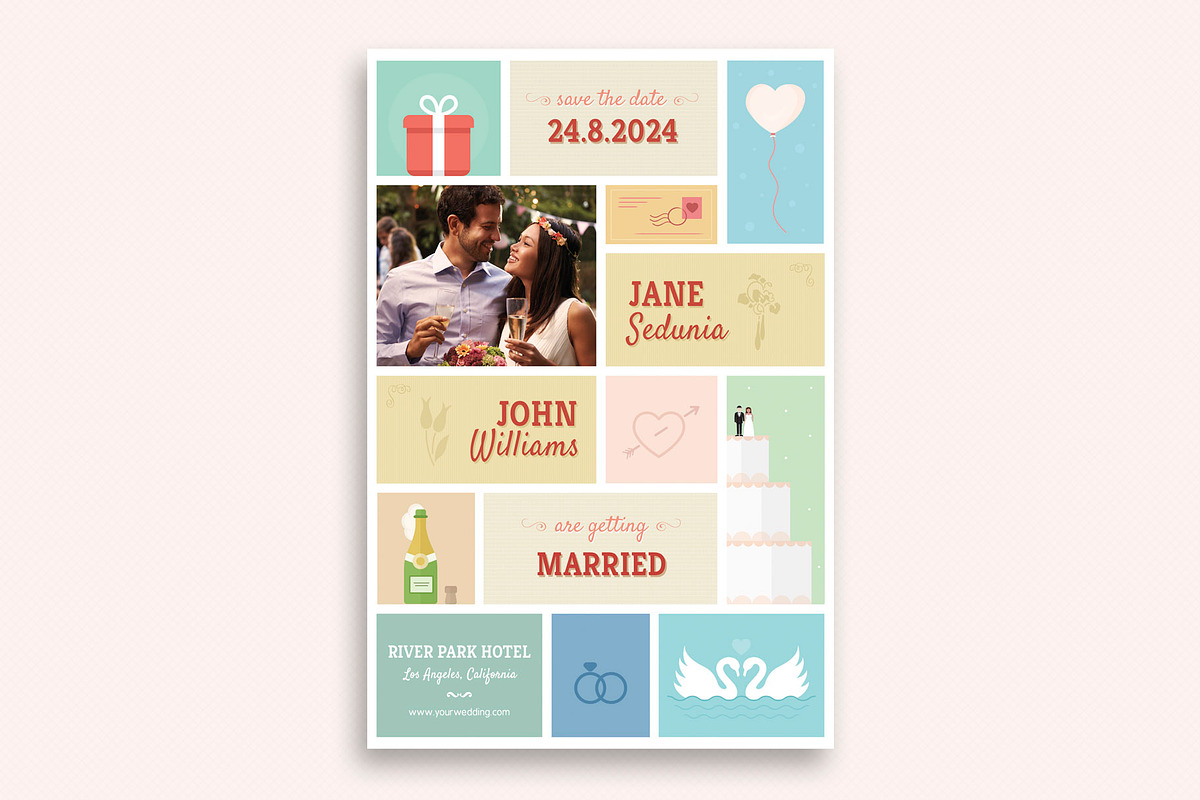 Cute Wedding and Invitation Card V02 in Wedding Templates - product preview 8