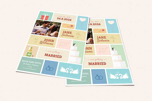 Cute Wedding and Invitation Card V02 in Wedding Templates - product preview 3