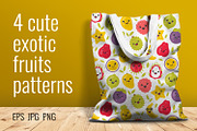 4 cute exotic fruits patterns