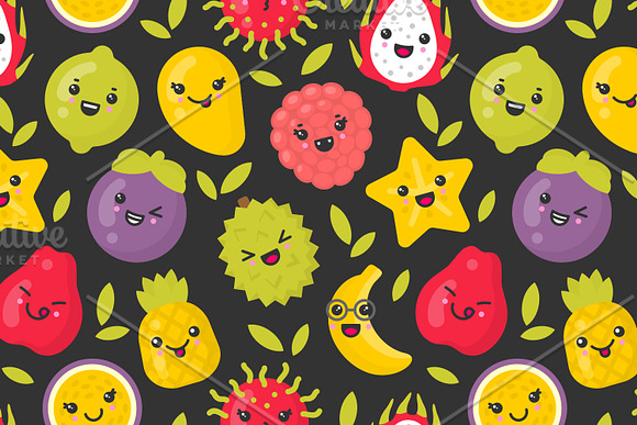 4 cute exotic fruits patterns in Patterns - product preview 2