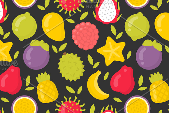 4 cute exotic fruits patterns in Patterns - product preview 4