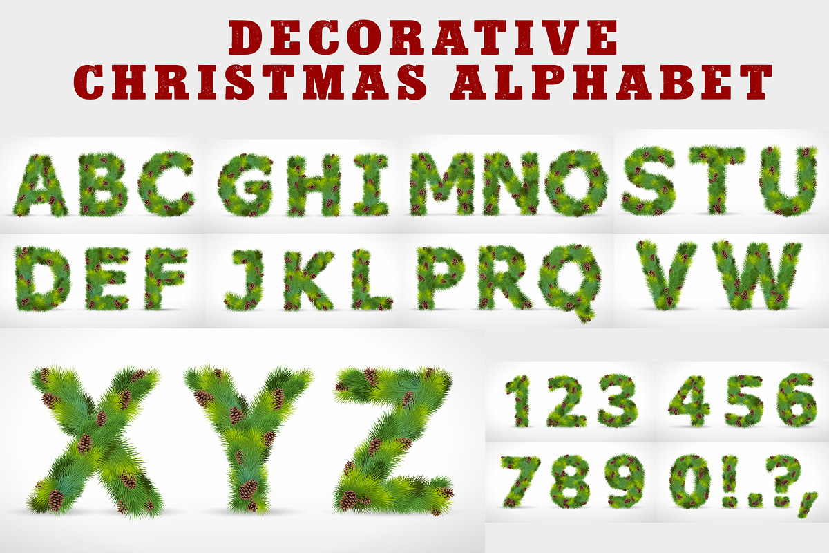 Christmas tree alphabet and numbers in Illustrations - product preview 8