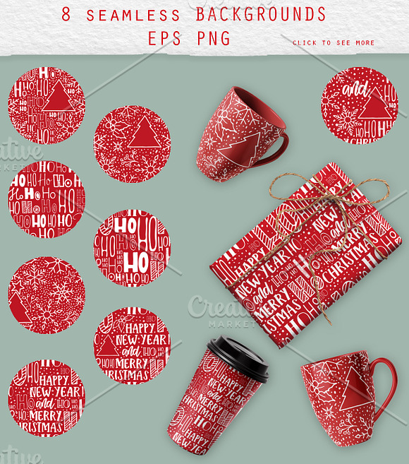 HOHOHO Christmas winter background in Patterns - product preview 1